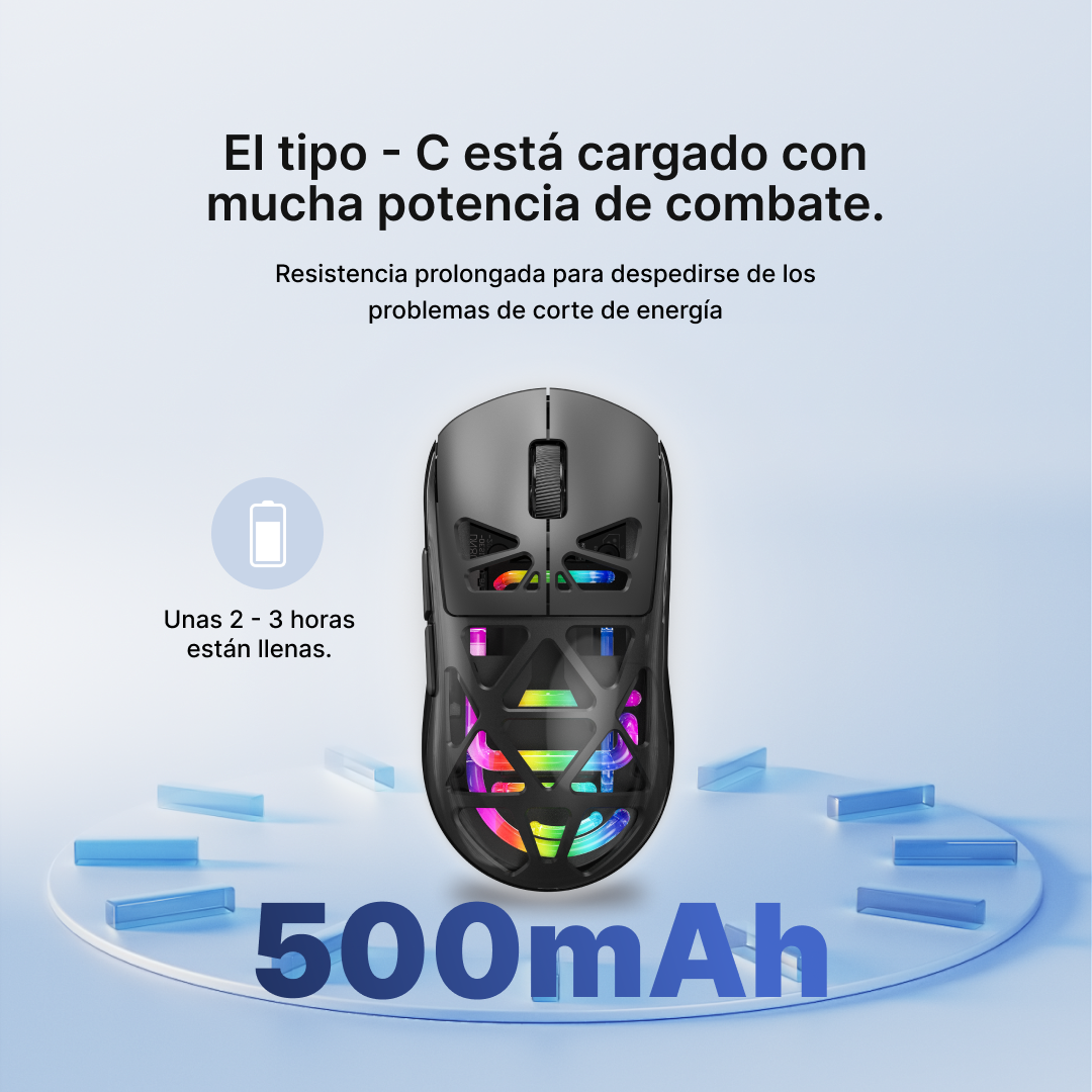 Ratón Gaming Inalámbrico RGB de Tres Modos con DPI Ajustable y Batería Recargable KM003 - Yesmart