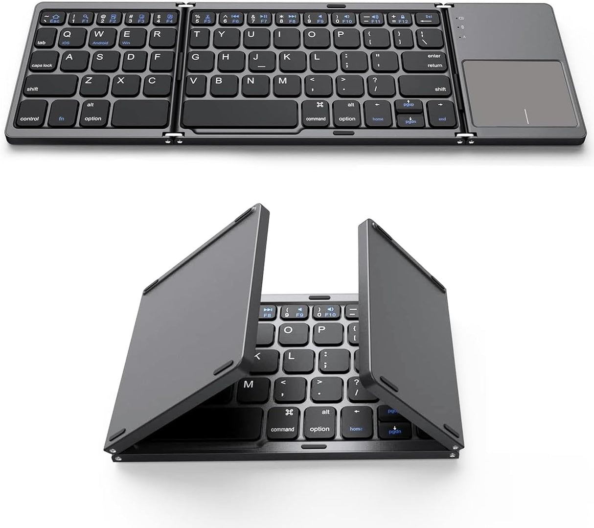 Teclado Inalámbrico Plegable con Touchpad Bluetooth, Ultra Delgado y Recargable, Compatible con iOS, Windows y Android (Gris Oscuro) KM004 - Yesmart