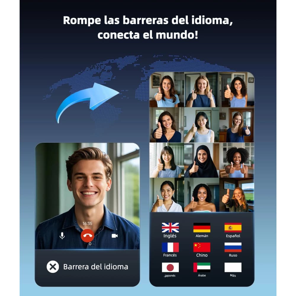 Audifonos Traductores con IA en Tiempo Real, 144 Idiomas, Bluetooth 5.4 OWS, para iOS y Android - Negro BH055