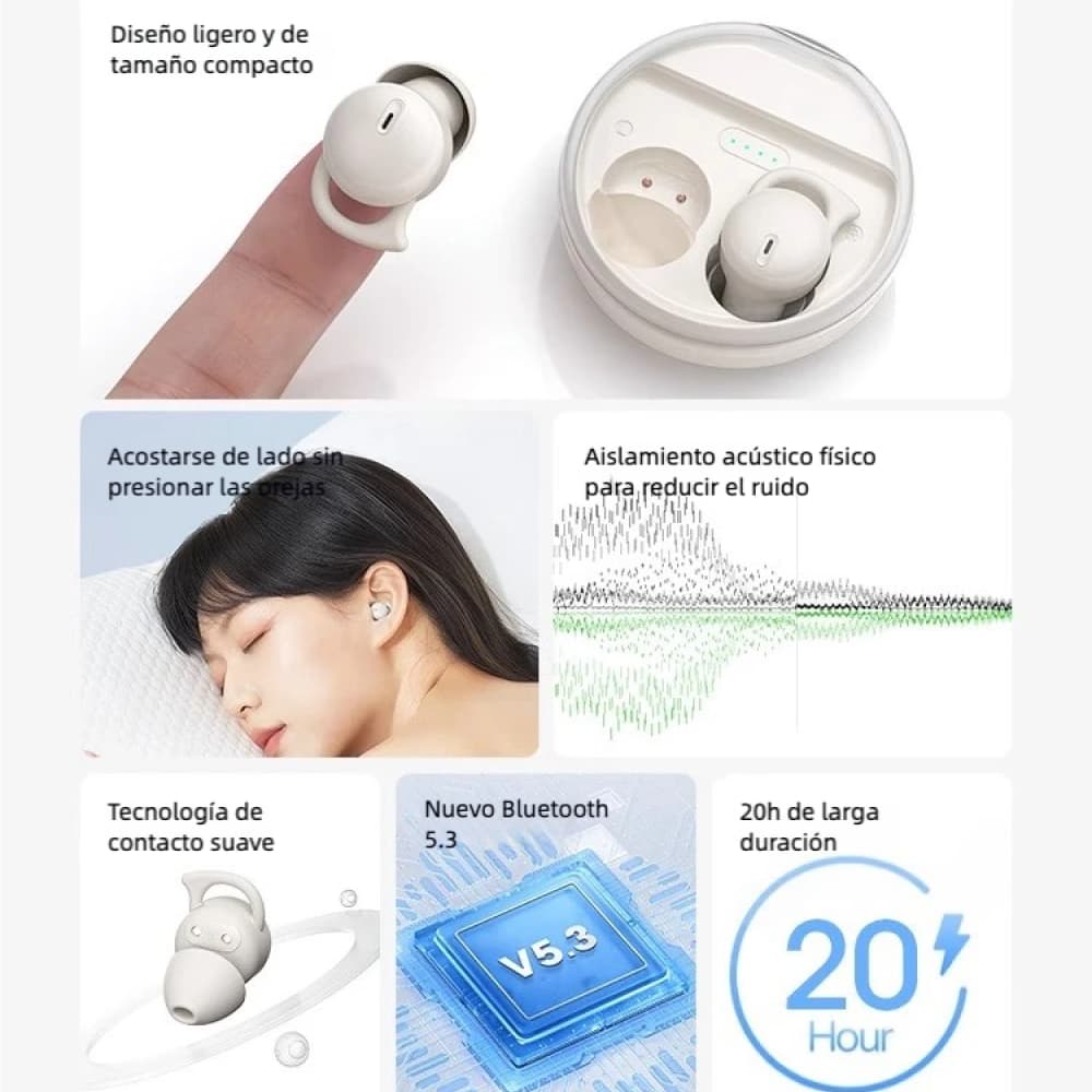 Audífonos Bluetooth mini para dormir | Inalámbricos, cómodos, gran batería