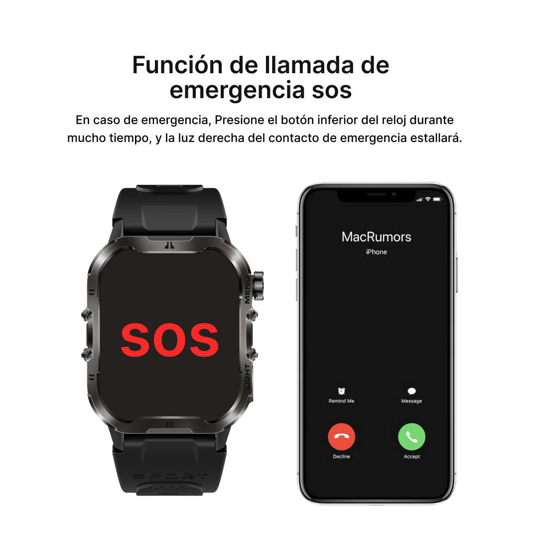 Reloj inteligente Deportivo con Pantalla HD de 1.96", Modos Deportivos y Monitoreo de Salud SW035 - Yesmart