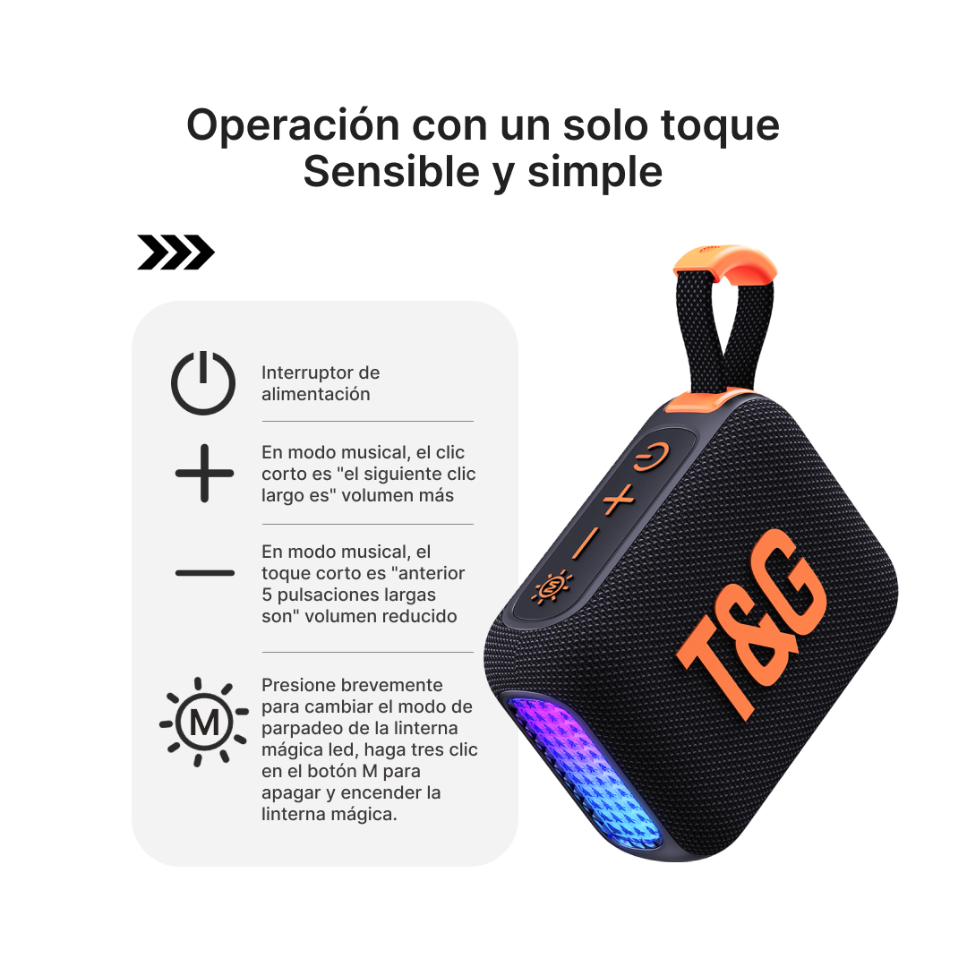 Altavoz Bluetooth V5.3 con LED Multicolor, FM y TWS -BS011 - Yesmart