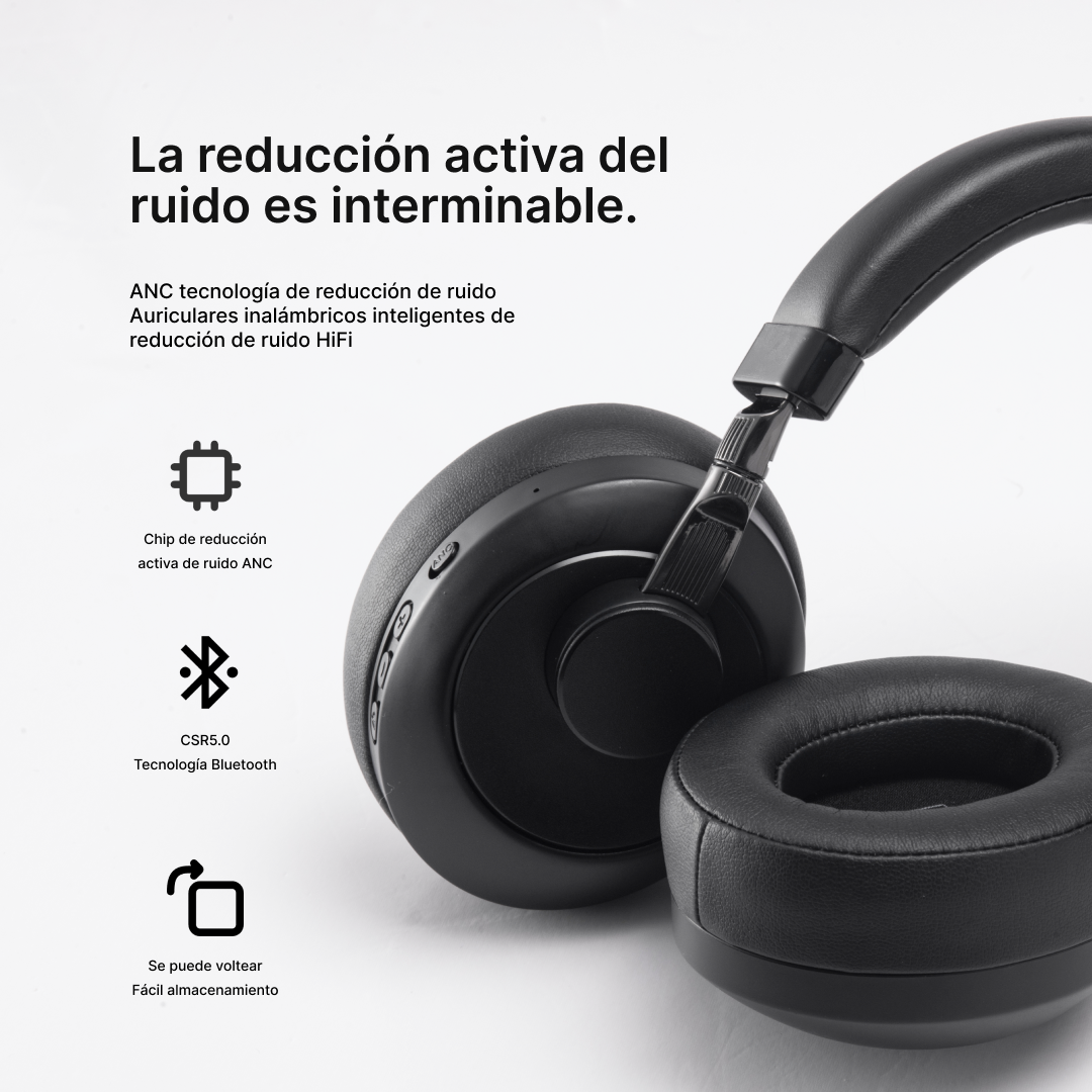 Auriculares Bluetooth Plegables con Micrófono ANC y Conexión Inalámbrica BH022 - Yesmart