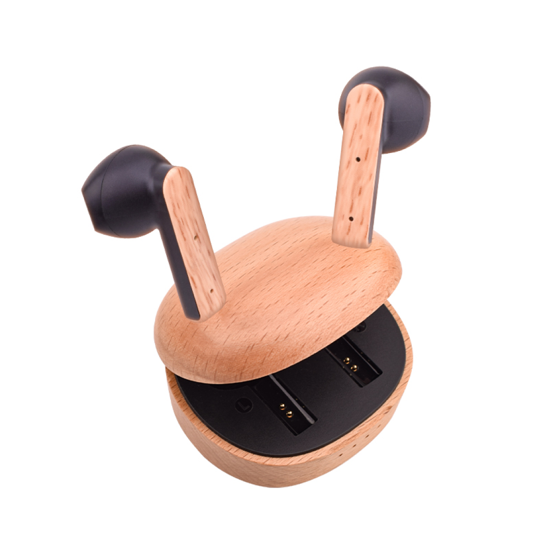 Auriculares Bluetooth 5.3 con Diseño de Madera Natural, Larga Autonomía y Control Inteligente -BH020 - Yesmart