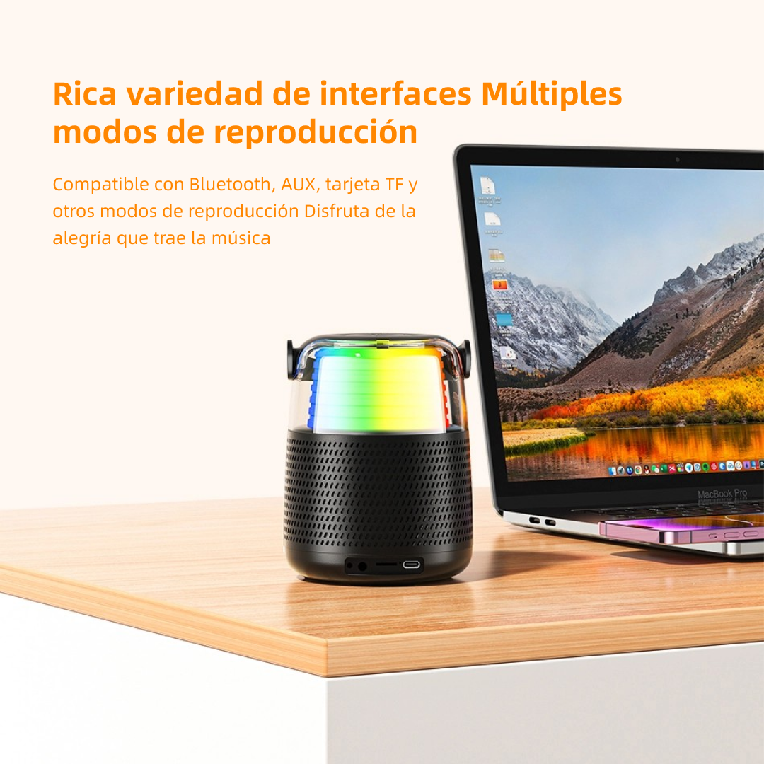 Altavoces Micrófono karaoke bluetooth speaker soporte TF radio tarjeta luz intermitente ajustable -BS009 - Yesmart