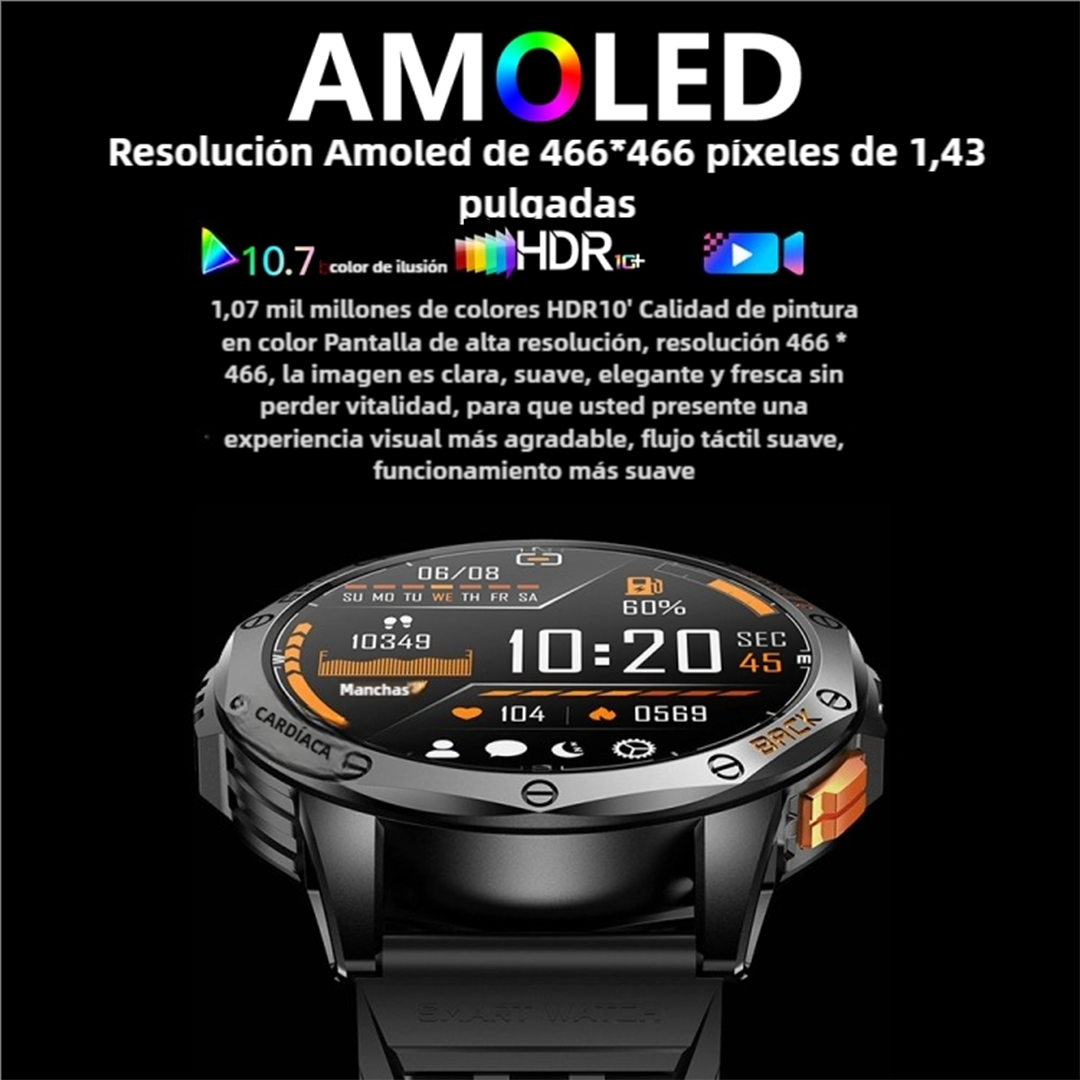 Reloj inteligente Deportivo GPS con Brújula, Altímetro y Llamadas Bluetooth -SW022 - Yesmart