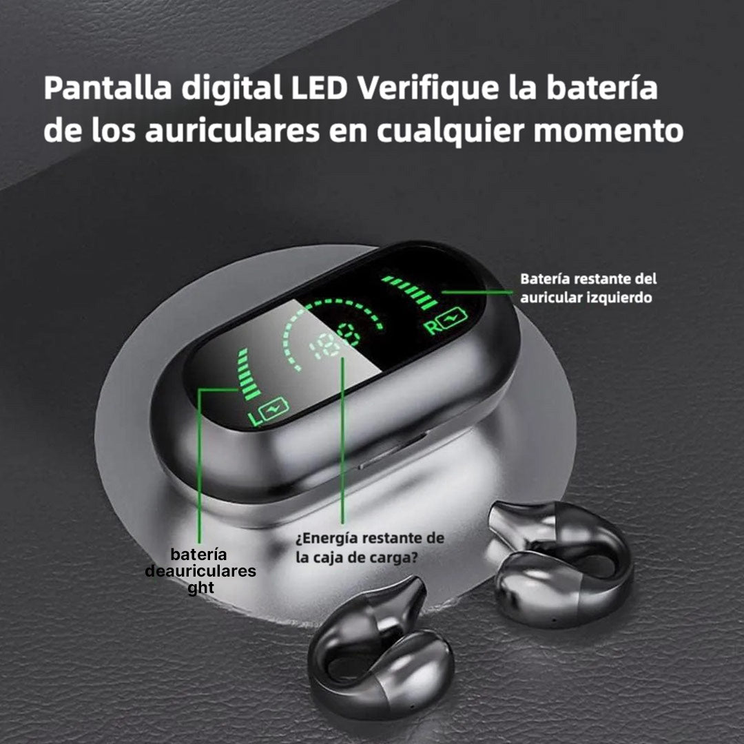 Auriculares Abiertos Inalámbricos Bluetooth 5.2 con Pantalla LED, IPX5, HiFi, Compactos y Resistentes BH036