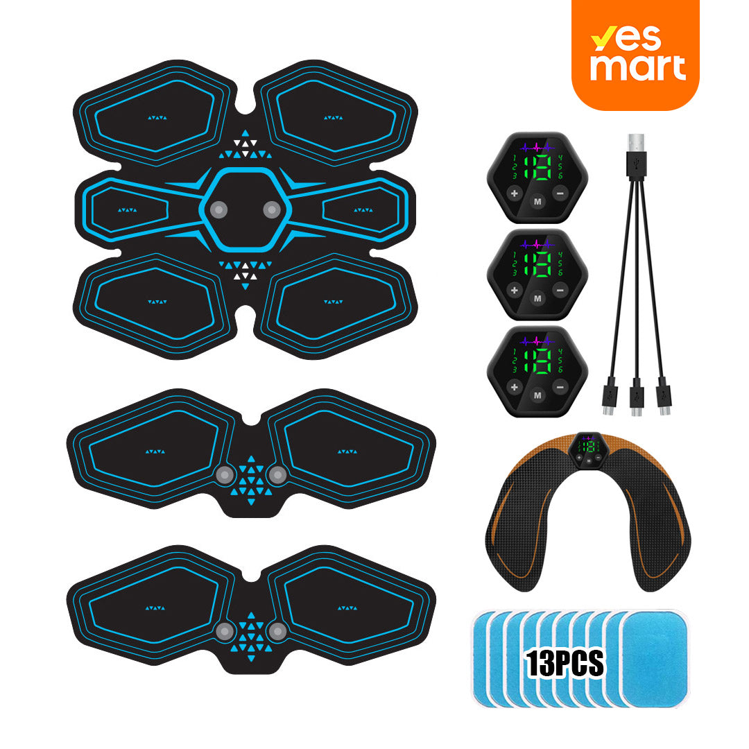 Entrenador Muscular EMS – Tonificador Abdominal Eléctrico con 6 Modos y 19 Niveles, Estimulador de Brazos, Piernas y Glúteos, Pantalla LCD, USB Recargable – PR004