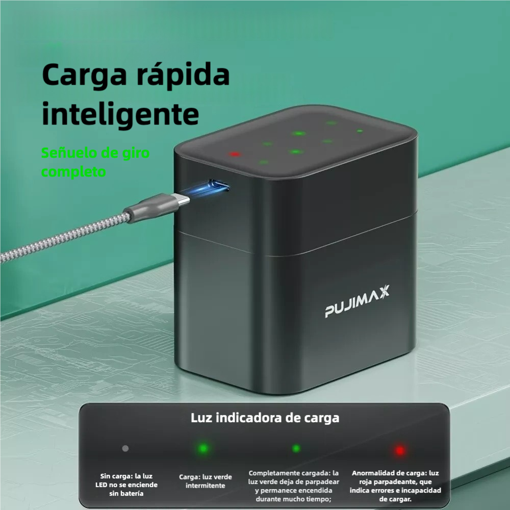 8 PACK Baterías Recargables AA 3400mWh 1.5V Li-ion + Caja de Carga Integrada PUJIMAX Cargador de Baterías Li-ion AA 1.5V BT002 - Yesmart