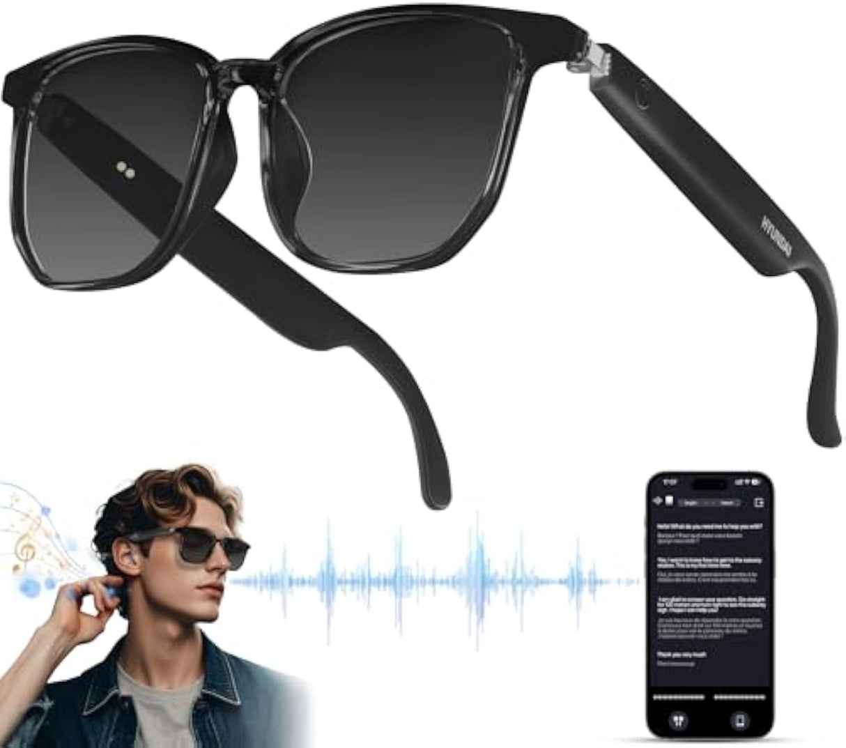 Gafas Inteligentes AI con Traducción, Cámara y Asistente, Más de 110 Idiomas Soportados SW037 - Yesmart