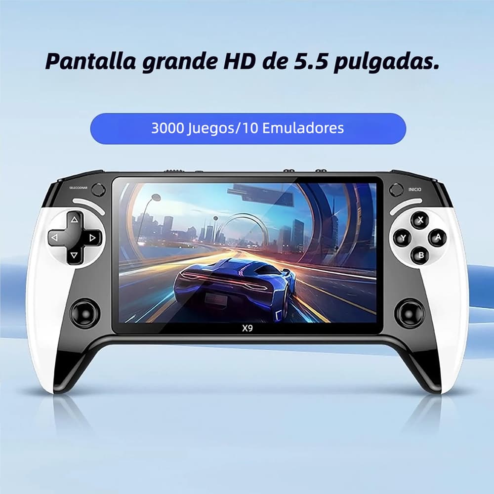 Consola de Videojuegos Portátil X9 con Pantalla Grande de 5.5", Retro Arcade, 8 Emuladores, WiFi para GBA/FC AJ006