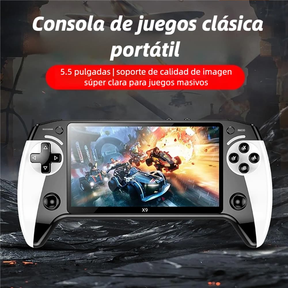 Consola de Videojuegos Portátil X9 con Pantalla Grande de 5.5", Retro Arcade, 8 Emuladores, WiFi para GBA/FC AJ006