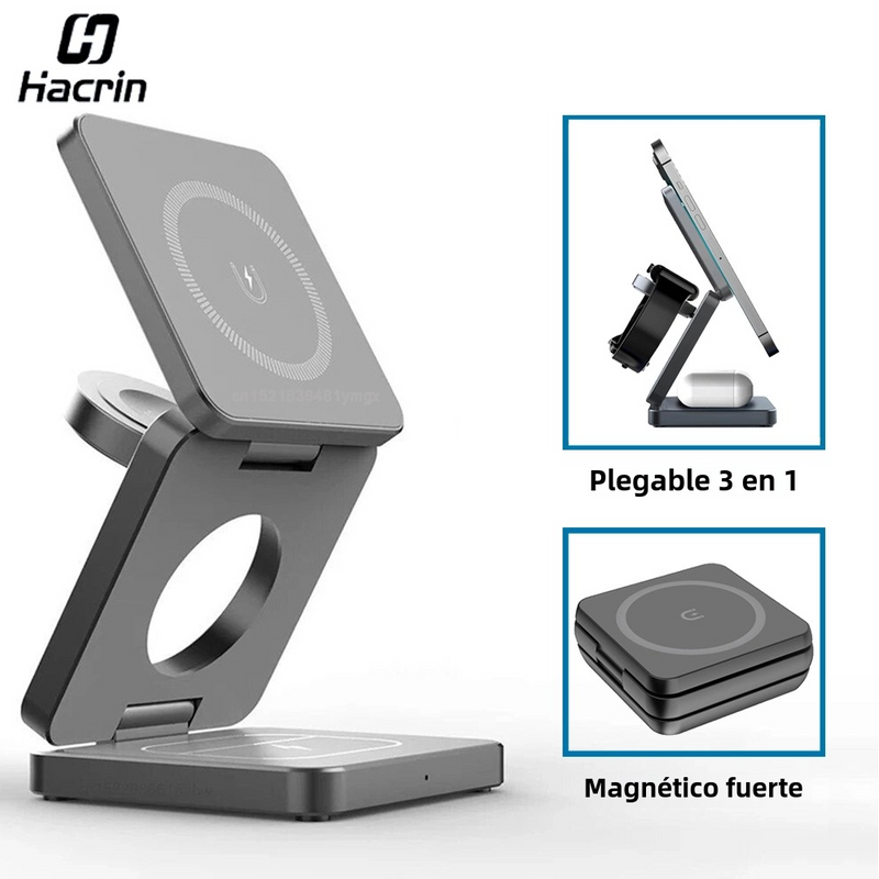 Cargadores Estación de Carga Inalámbrica Magnética 3 en 1 Plegable para iPhone y Apple Watch -CI002 - Yesmart