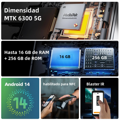 Teléfono inteligente Ulefone Armor Mini 20 Pro 5G 4.7" Rugged Phone, 64MP Night Camera, Android 14 Smartphone, 6200mAh Battery, LED Light -SP001 - Yesmart