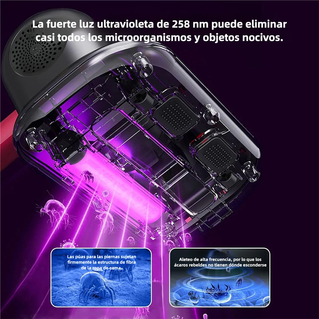 Aspiradora de Mano Inalámbrica para Cama - Limpieza Eficaz de Colchones, Sofás y Más, Con Succión Potente 8KPa, Filtro HEPA Lavable, Esterilización UV - AE003