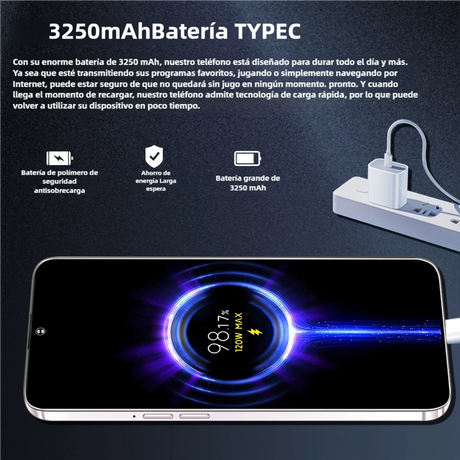 Teléfono inteligente Android 4G, 6.53'' HD, 3GB RAM+32GB ROM, Cámara 13MP+2MP, Dual SIM, Batería 3250mAh con Carga Rápida -SP006 - Yesmart