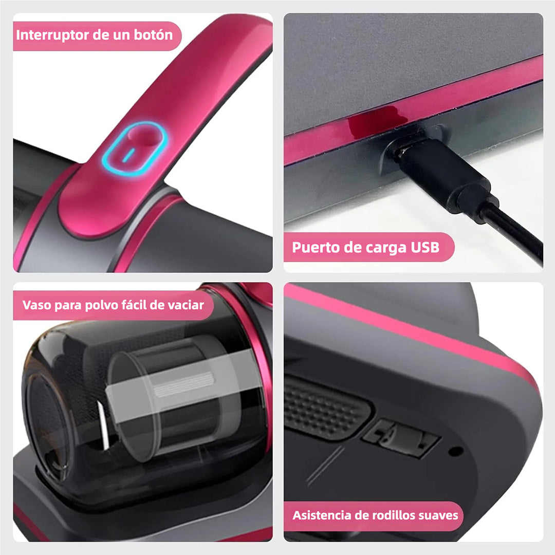 Aspiradora de Mano Inalámbrica para Cama - Limpieza Eficaz de Colchones, Sofás y Más, Con Succión Potente 8KPa, Filtro HEPA Lavable, Esterilización UV - AE003