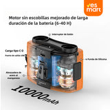 Ventilador portátil de cintura 10000mAh, con 9 velocidades y linterna, ventilador de cuello manos libres, hasta 20 horas de enfriamiento, para camping y viajes - VP001