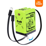 Cargador Retráctil GaN 45W con Cables Tipo C y Lightning | Carga Rápida Ultra Potente | Diseño Compacto para Viajes