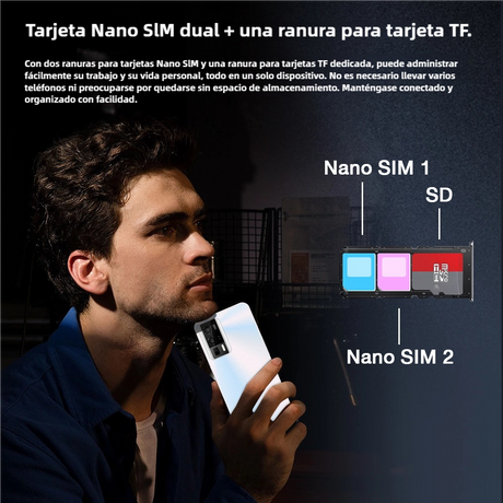 Teléfono inteligente Android 4G, 6.53'' HD, 3GB RAM+32GB ROM, Cámara 13MP+2MP, Dual SIM, Batería 3250mAh con Carga Rápida -SP006 - Yesmart