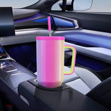 Vaso Térmico de 40oz con Asa, Tapa Antiderrames y Popote, Taza de Café de Acero Inoxidable para Viajes, Mantiene Bebidas Frías por 34 Horas y Calientes por 10 Horas AH014