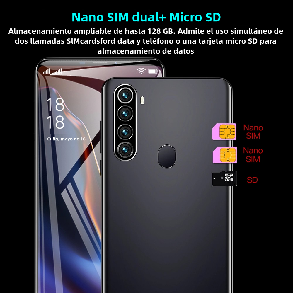 Teléfono inteligente Teléfono Móvil Note80, Pantalla 5.0", 1GB+16GB, Android 8.1, Cámaras 3MP+2MP, Doble SIM, Batería 1500mAh -SP007 - Yesmart