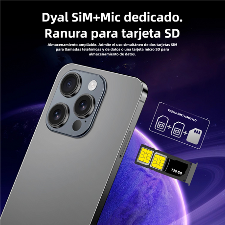 Teléfono inteligente Android 14, 3+64GB, 6.6" Pantalla, Cámara 240MP+80MP, Batería 4000mAh, Procesador Snapdragon -SP004 - Yesmart