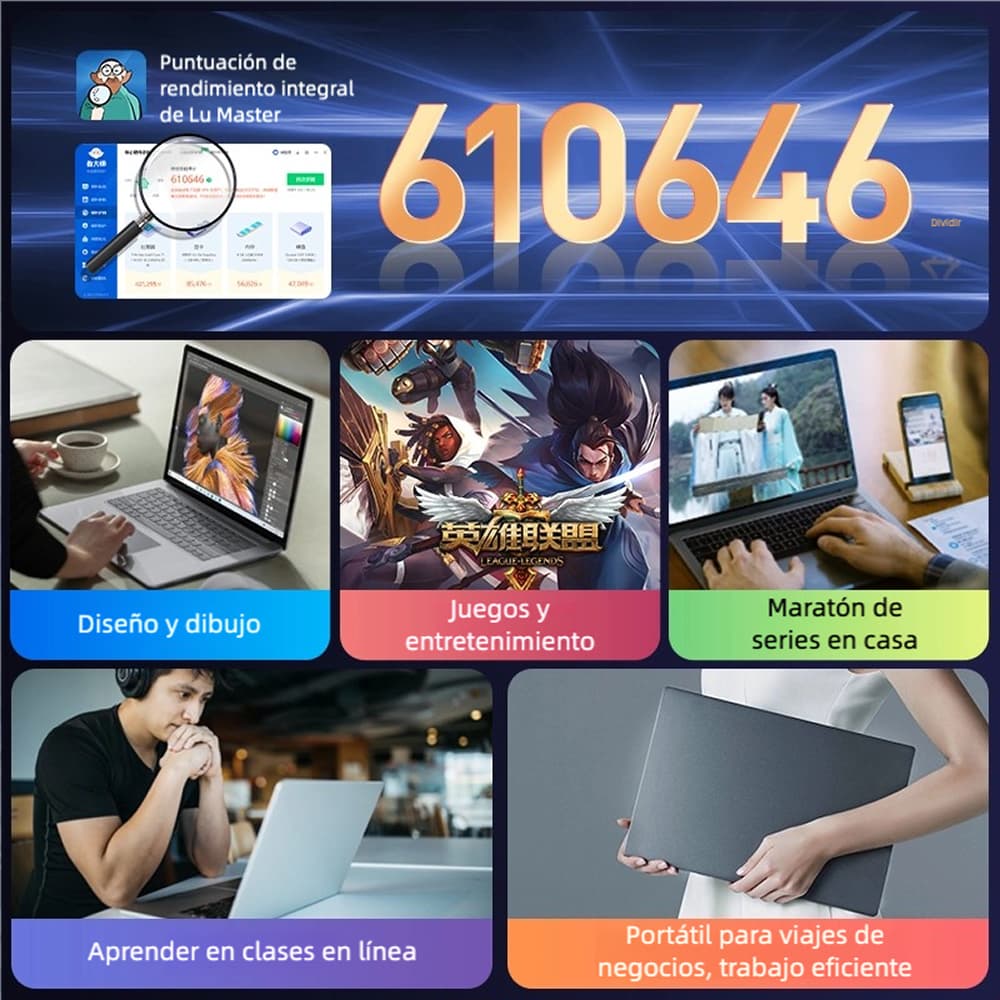 Laptop 15.6 Pulgadas Ultraligera con Pantalla IPS Full HD, Procesador Intel N5095,, Ideal para Estudio y Oficina