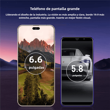 Teléfono inteligente Android 14, 3+64GB, 6.6" Pantalla, Cámara 240MP+80MP, Batería 4000mAh, Procesador Snapdragon -SP004 - Yesmart