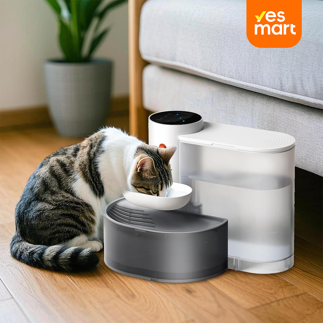 Fuente de Agua Inteligente para Gatos sin Filtro 3.5L – Bebedero Automático por Gravedad con Tanques Separados Recargable para Mascotas - DM005