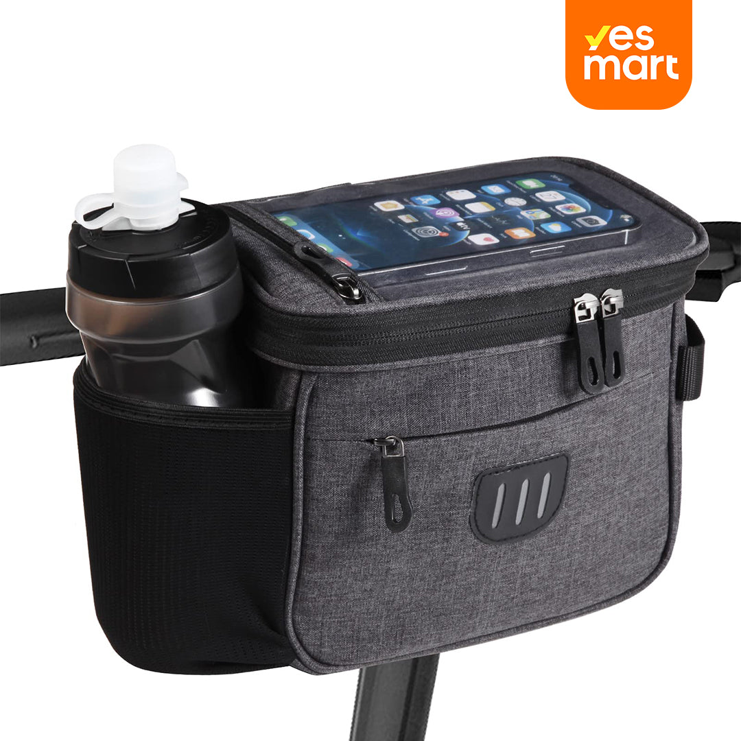 Bolsa de Manillar para Bicicleta con Pantalla Táctil 6.5” y Correa – Alforja Frontal Impermeable de Gran Capacidad - AH015