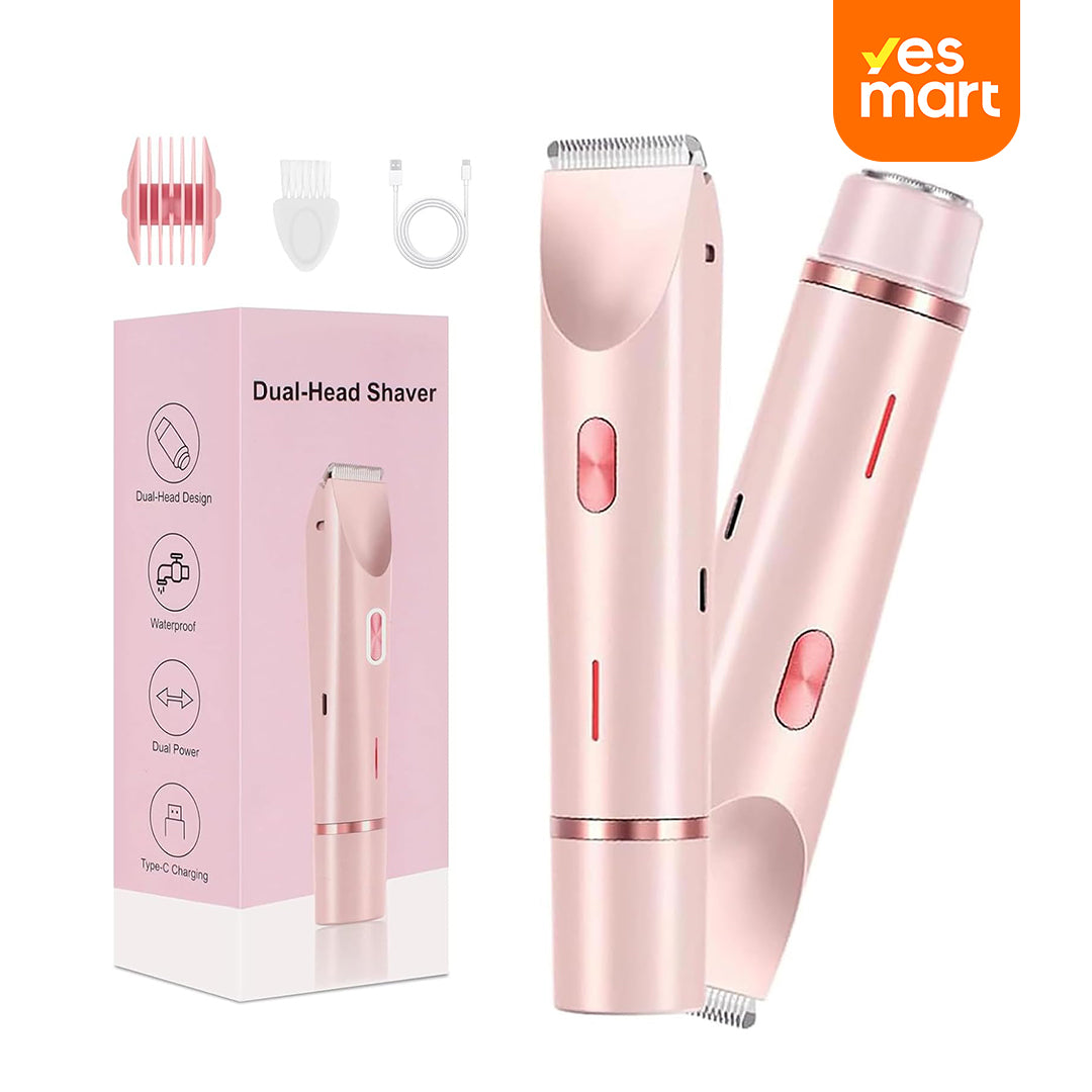 Rasuradora Eléctrica Femenina 2 en 1 Resistente al Agua – Afeitadora de Cabezal Dual para Piernas, Axilas y Línea del Bikini - MC008