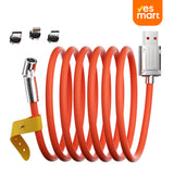 Cable de Carga Magnético 3 en 1 120W con Giro de 540° – Compatible con Lightning, USB-C y Micro USB - CI017