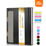 Cuaderno de Espiral A4 – 8.5” x 11”, Tapa Dura Plástica, 100 GSM, 110 Páginas, Regla Extraíble, Bolsillo Expandible, Ideal para Notas, Escuela, Trabajo y Oficina – JC006