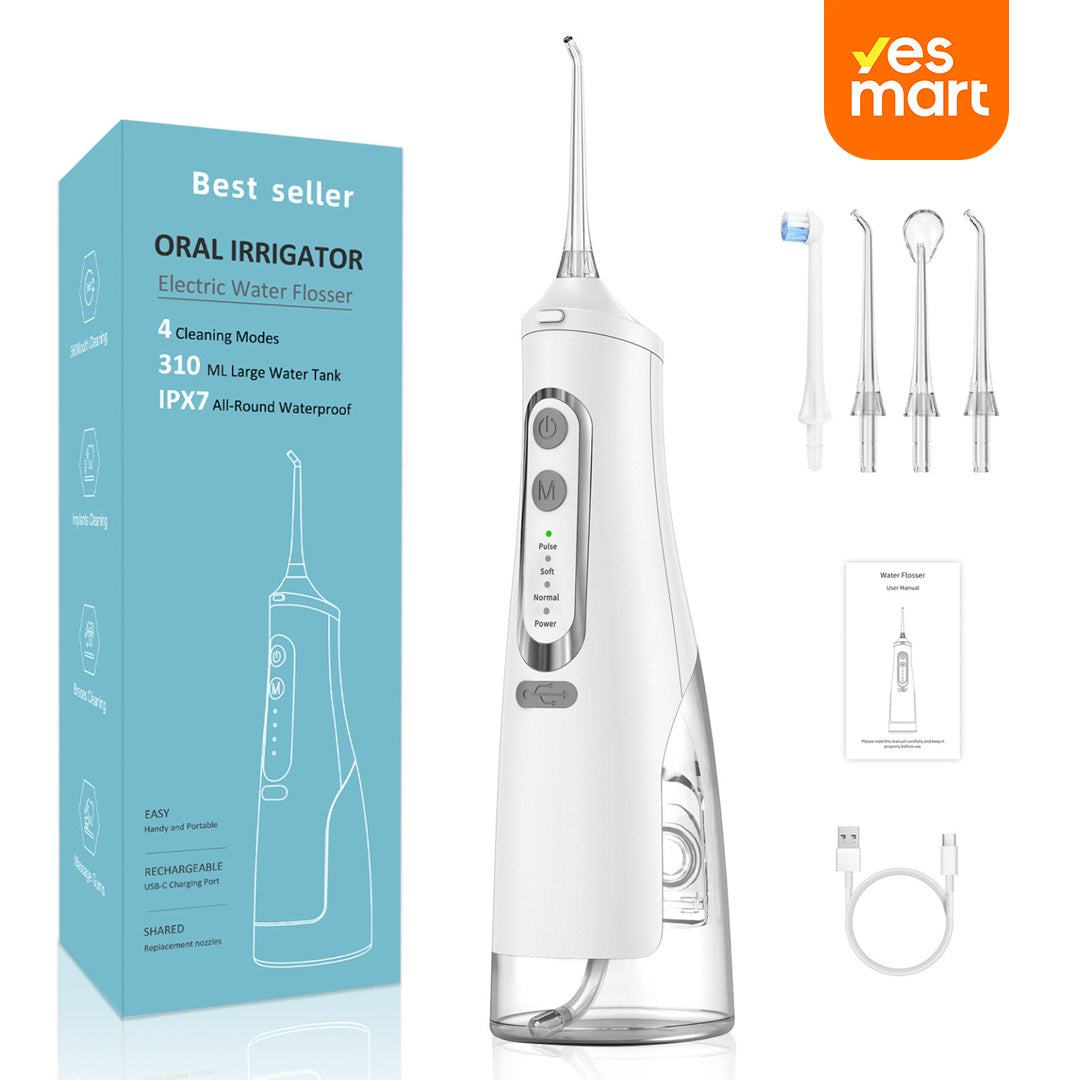 Limpiador Dental Portátil Recargable, Irrigador Bucal Potente, 4 Modos de Presión para Limpiar los Dientes, Must-Have para Viajes y Familia - CS003