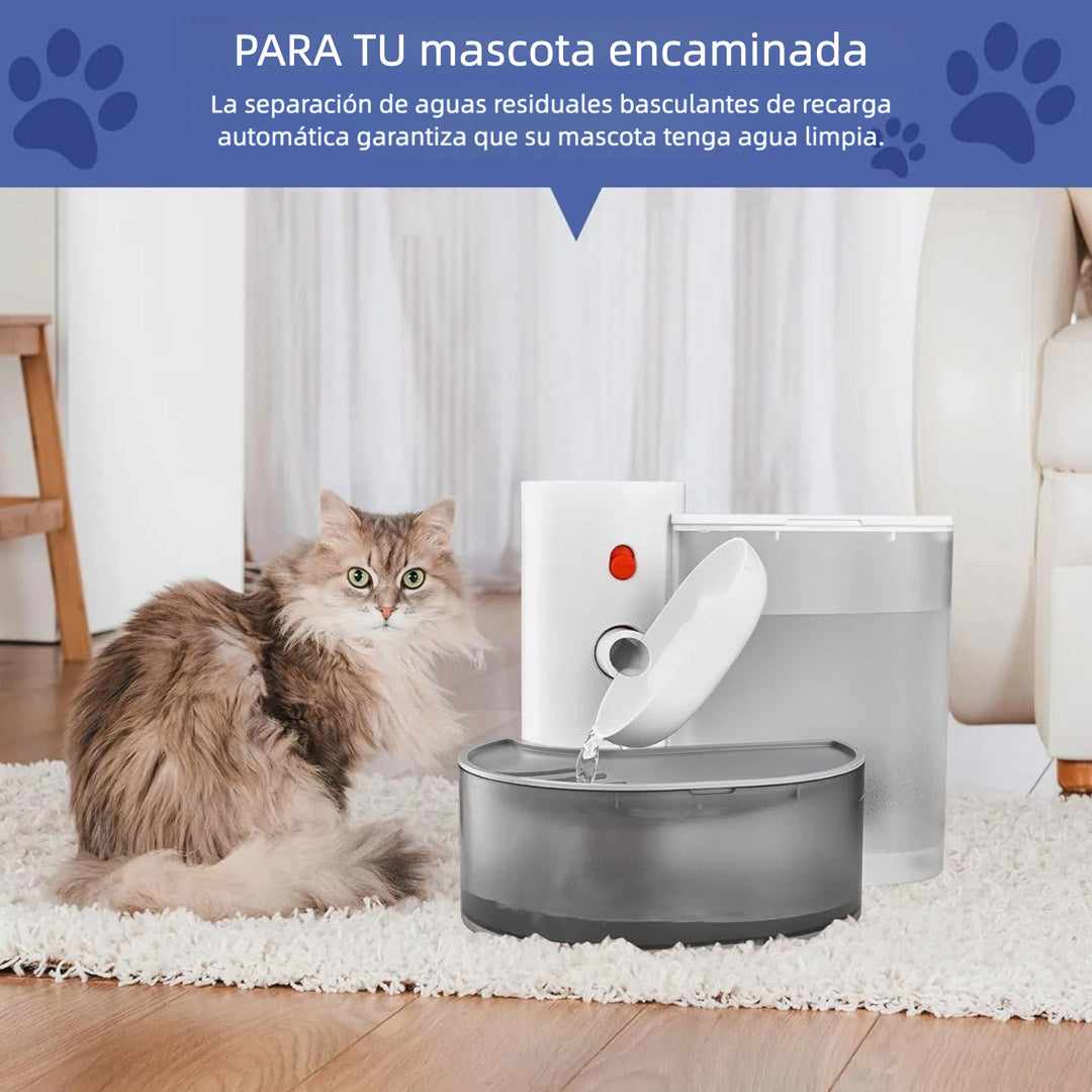 Fuente de Agua Inteligente para Gatos sin Filtro 3.5L – Bebedero Automático por Gravedad con Tanques Separados Recargable para Mascotas - DM005