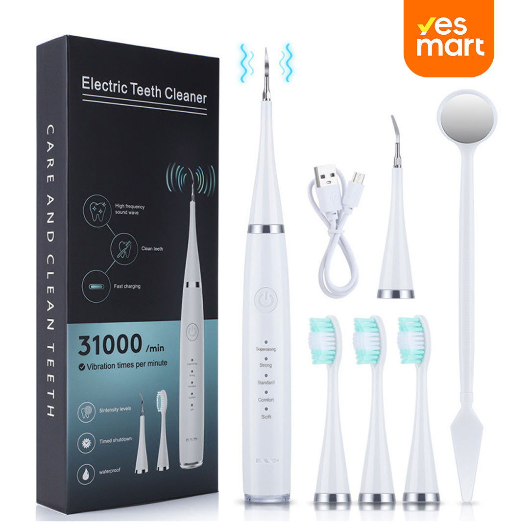 Limpiador Ultrasónico de Placa para Dientes, Removedor de Manchas Dentales con Luz LED, Kit para Blanqueo de Dientes para Niños y Adultos, 3 Modos - CS001