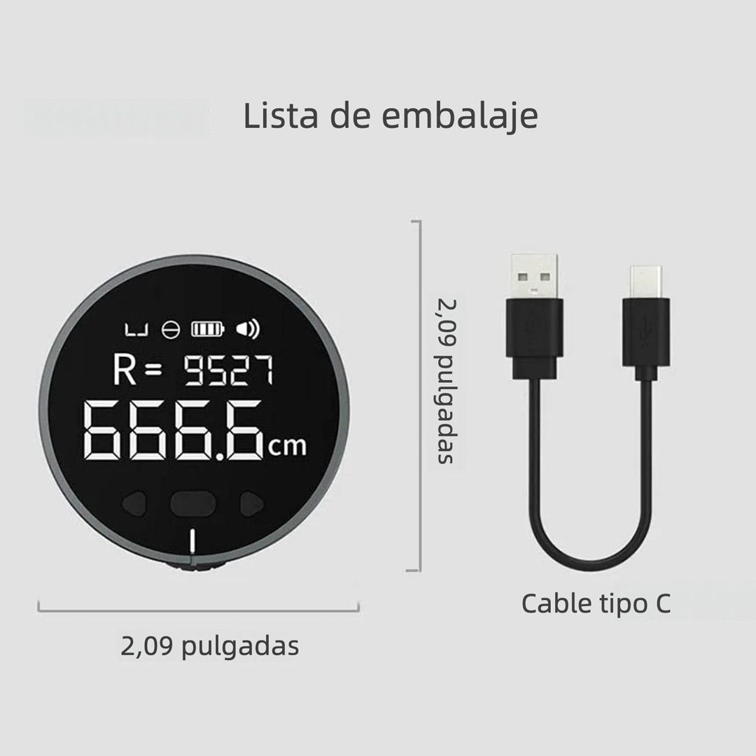 Cinta Métrica Digital Electrónica 324 Pies con Pantalla LCD – Regla Inteligente Recargable para Medición de Superficies Planas y Curvas - HE004