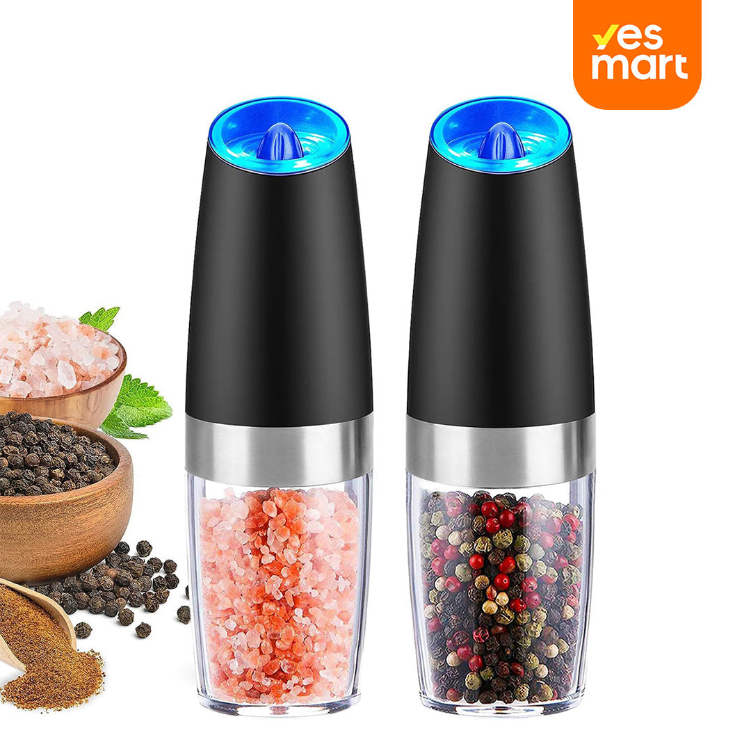 Molino Eléctrico de Sal y Pimienta con Ajuste de Grosor – Vibración Automática, LED y Operación con una Mano – Ideal para Cocina – EJ004