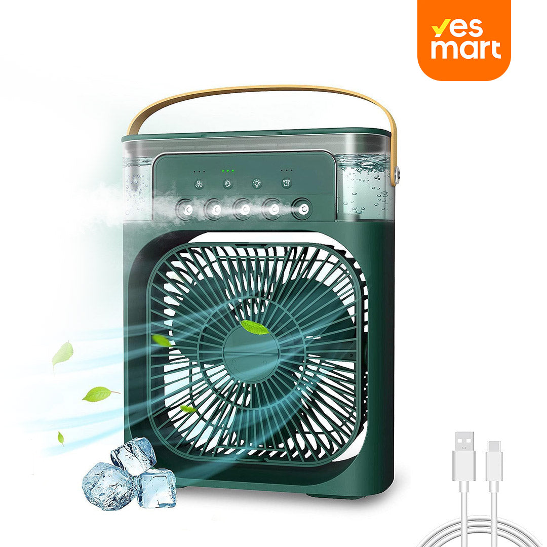 Ventilador de Aire Portátil con Enfriamiento por Evaporación – Mini Enfriador con 7 Luces LED, Temporizador y 3 Velocidades para Escritorio o Mesita - VM010
