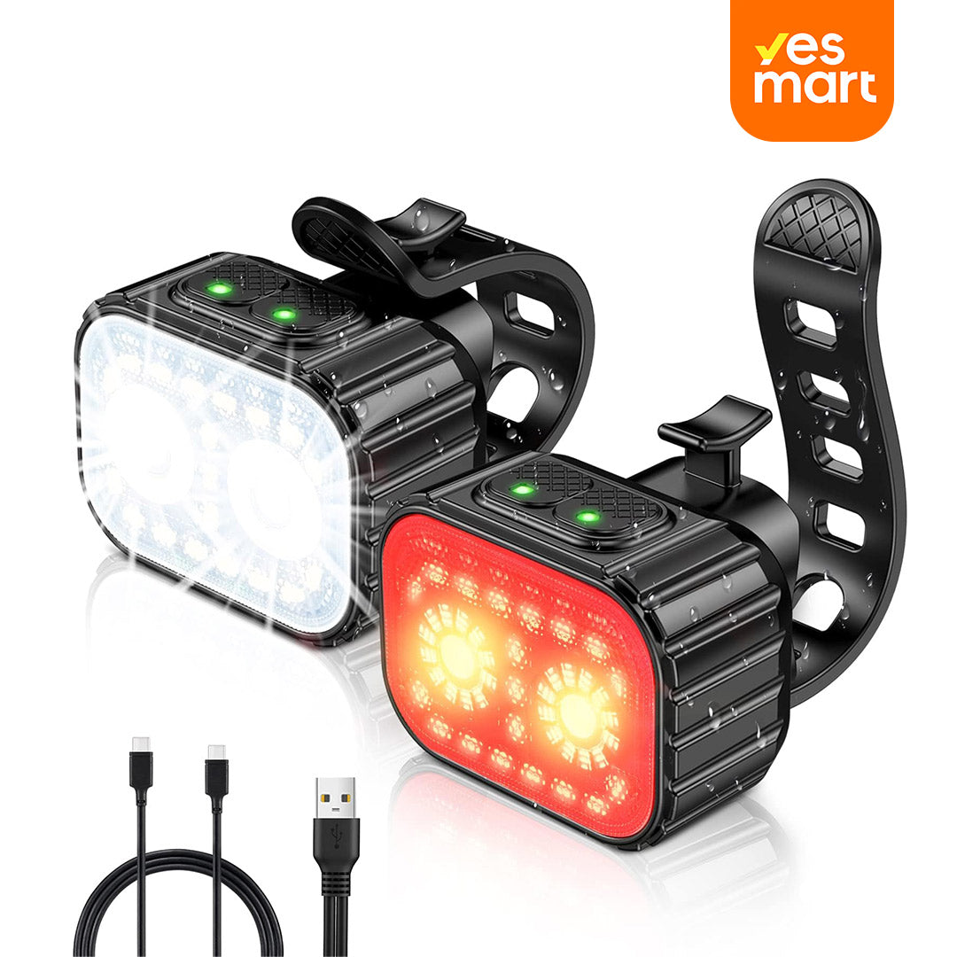Juego de Luces para Bicicleta Recargables Súper Brillantes con 8+12 Modos, Impermeables IPX6 y Batería de Larga Duración - CL005