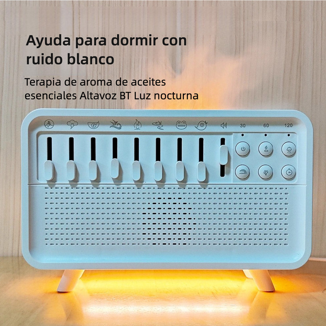 Máquina de Sonido Blanco con Luz Nocturna y Humidificador, 8 Sonidos Ambientales, 11 Modos de Luz, Temporizador y Batería de 2600mAh – MA004