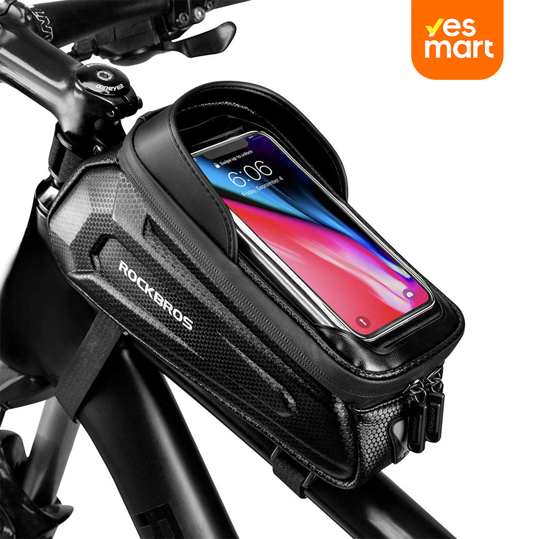Bolsa de Teléfono para Bicicleta con Soporte y Pantalla Táctil – Funda Impermeable EVA para Cuadro Frontal Compatible con Móviles hasta 6.8” - AH017