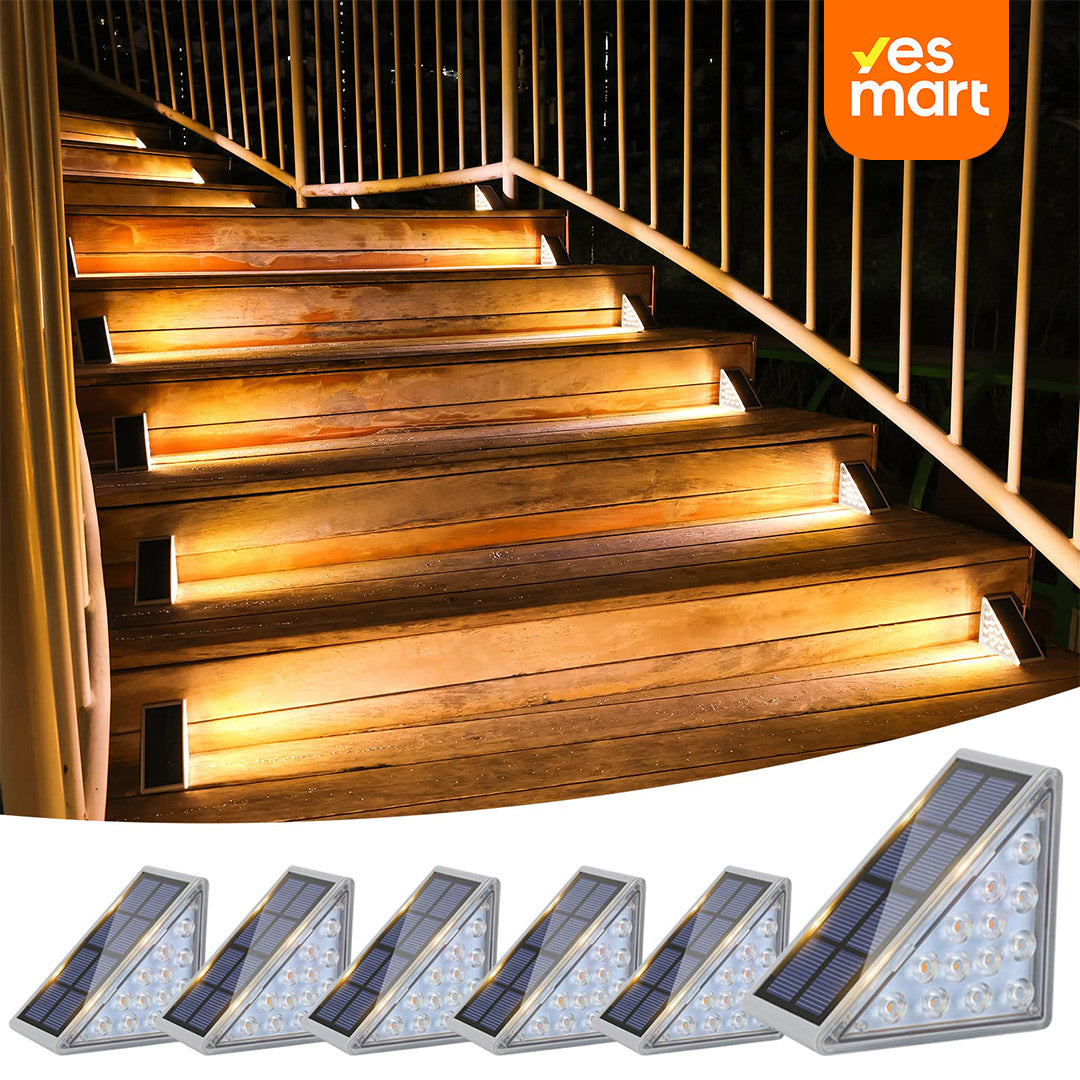 Luces Solares para Escaleras 6 Piezas – Luces LED Impermeables IP67 para Escalones, Jardín, Porche, Patio y Terraza - JP005