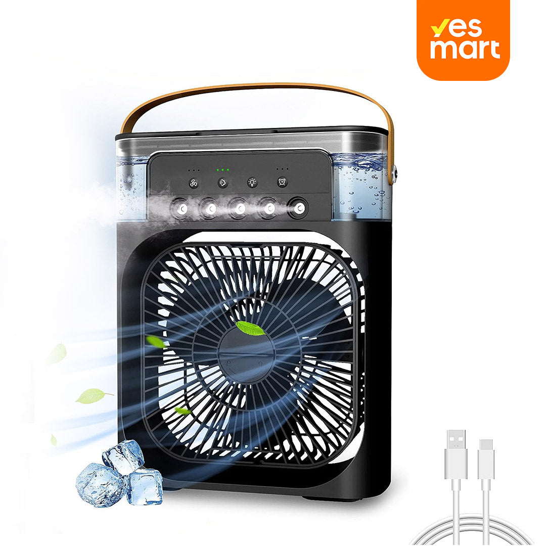 Ventilador de Aire Portátil con Enfriamiento por Evaporación – Mini Enfriador con 7 Luces LED, Temporizador y 3 Velocidades para Escritorio o Mesita - VM010