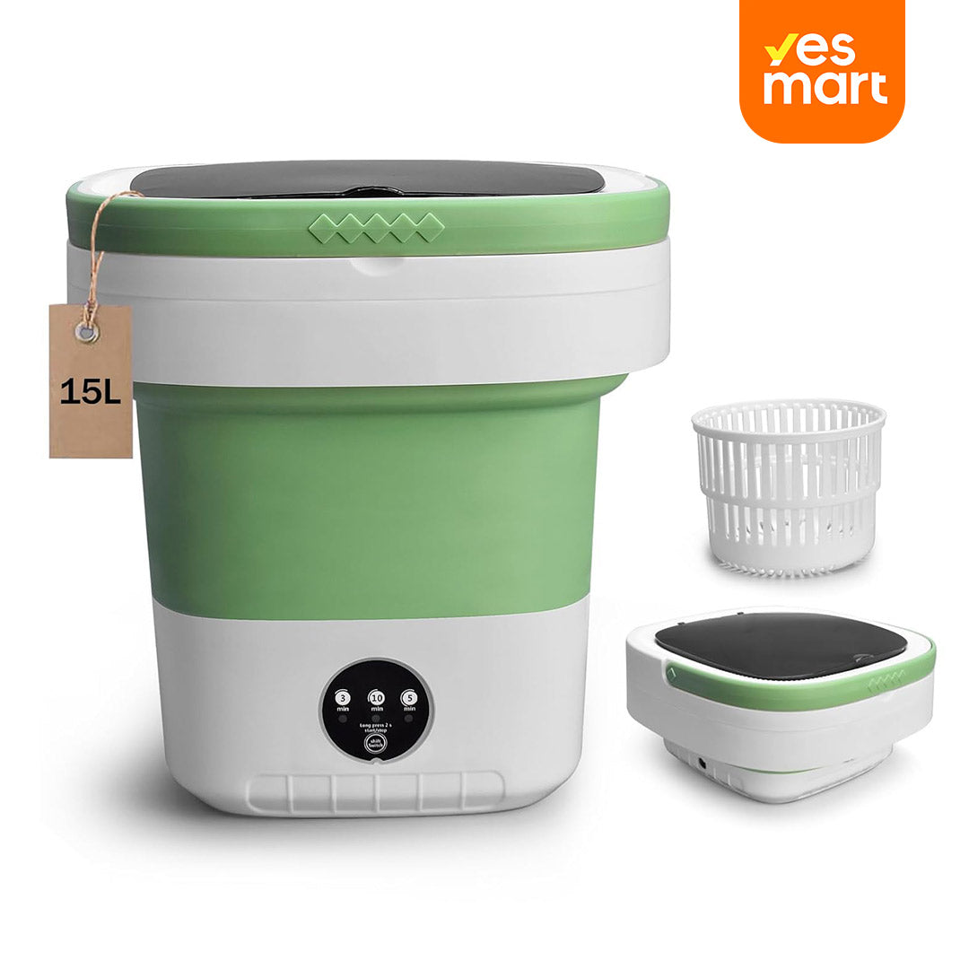 Lavadora Portátil Plegable de 15 L – Mini Lavadora con Cesta Centrífuga, 3 Modos de Lavado, Diseño Compacto para Ropa Ligera, Ideal para Casa, Departamento y Viaje – LP002