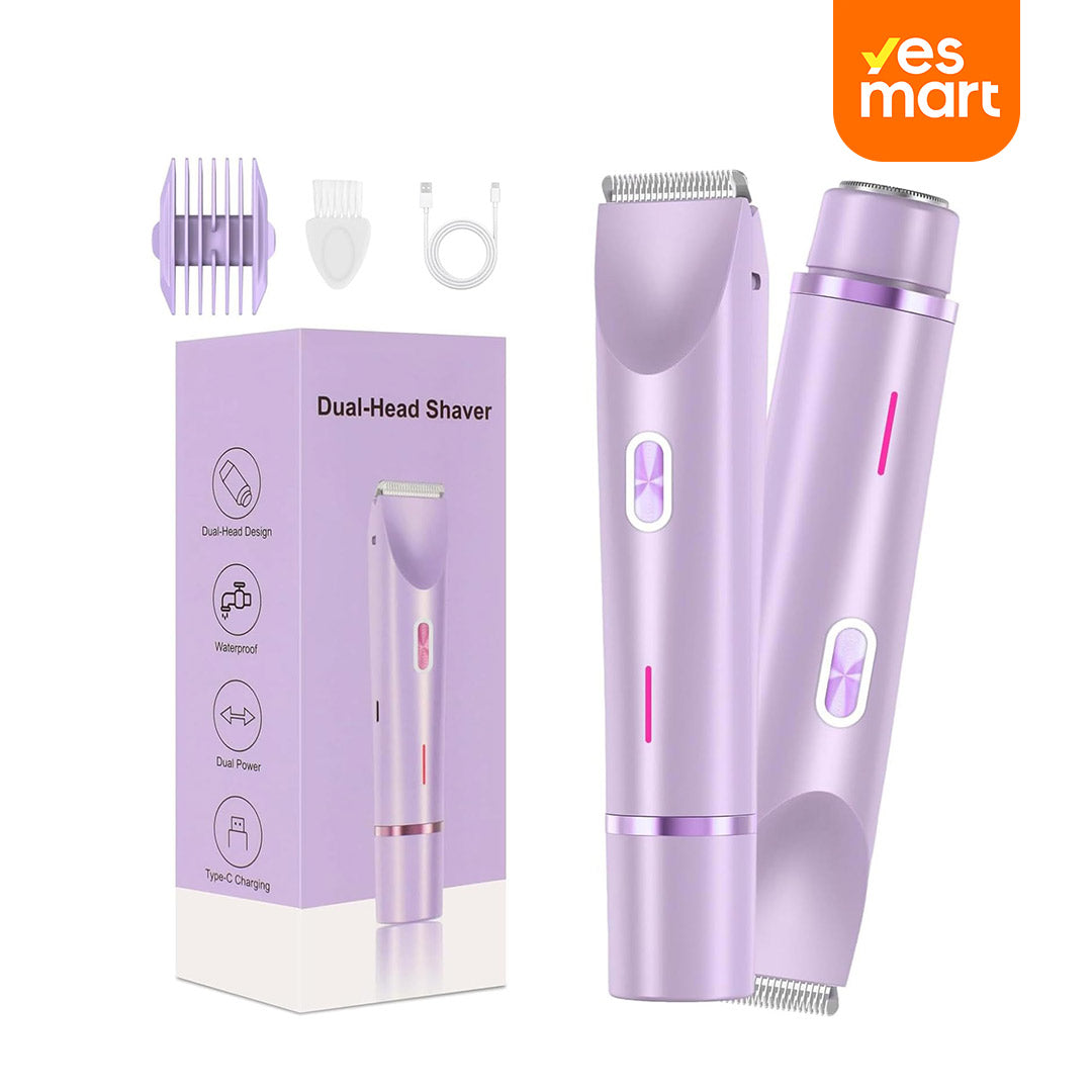 Rasuradora Eléctrica Femenina 2 en 1 Resistente al Agua – Afeitadora de Cabezal Dual para Piernas, Axilas y Línea del Bikini - MC008