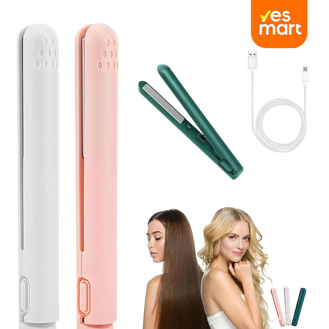 Mini Plancha de Pelo Dual Propósito DualGlam, Rizador y Alisador de Cabello, Compacto y Portátil, USB Recargable - SE003