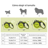 Correa Retráctil para Perros 5M Antienredos con Mango Antideslizante y Cinta Reflectante para Mascotas de Hasta 50kg - DM003