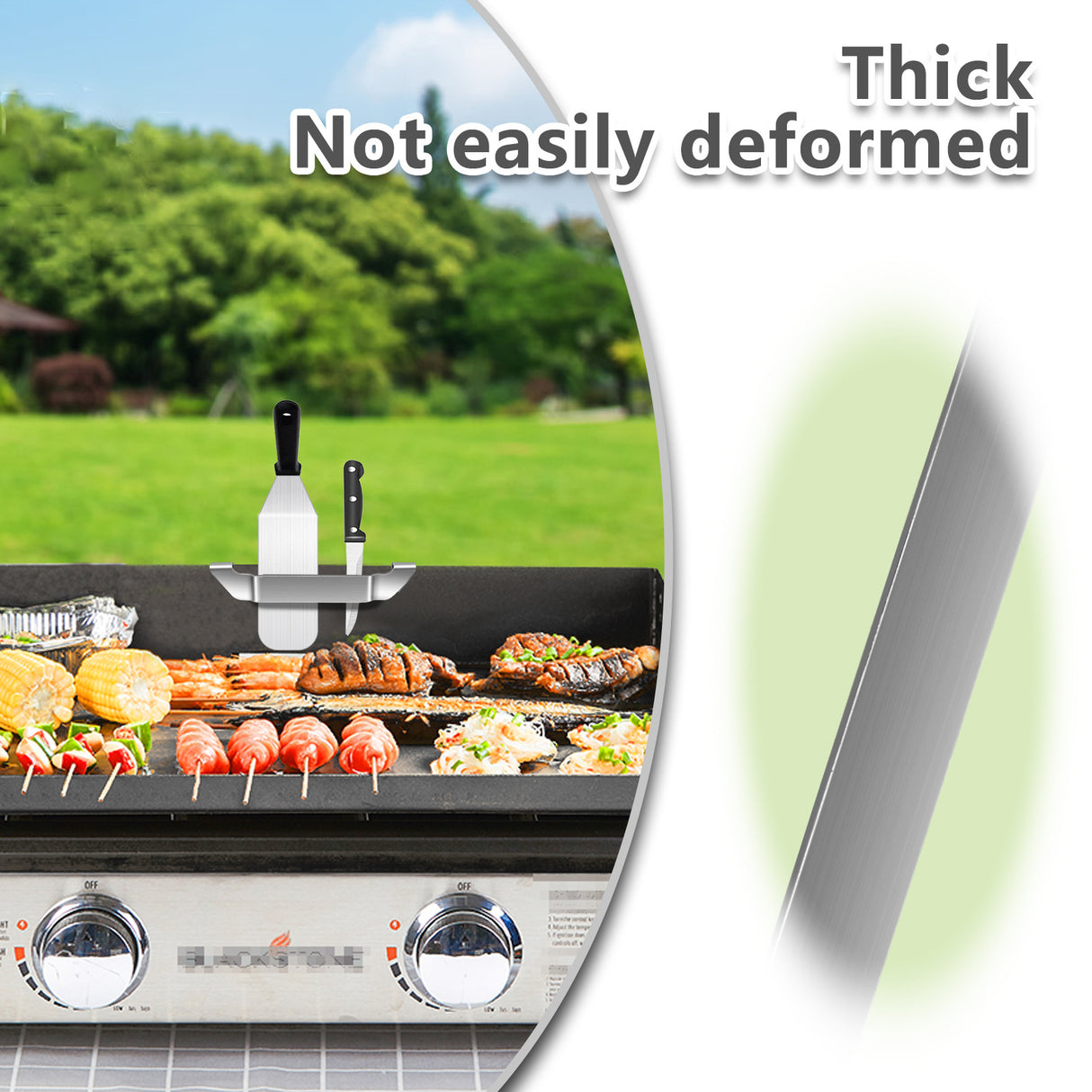 Soporte de espátulas para plancha | Acero inoxidable, compatible con Blackstone